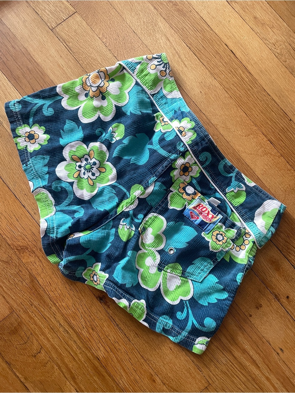 Vintage 90âs ROXY Board Shorts Size 7 Blue, Turquoise, Green, Hawaiian Flowers - Picture 11 of 13